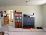 The entertainment center in the loft.