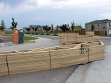 Roof trusses in the street.