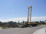 This is the truck that will pump the concrete into the foundation forms.