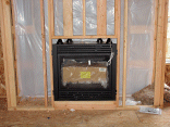 The gas fireplace.